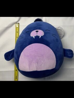 Blue & Lavender Plush Seal Squishmallow-Style Stuffed Animal - Rare -